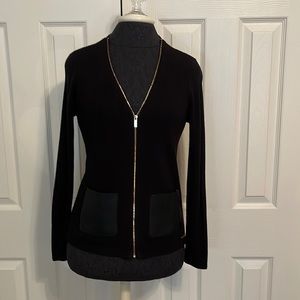 CALVIN KLEIN Black Cardigan with Gold Zipper Ladies SZ Small